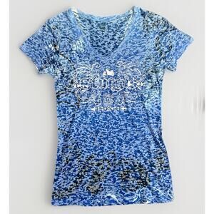 Y2K Kavio Sturgis Biker Tee Blue Burnout Grunge Moto Festival Streetwear Top